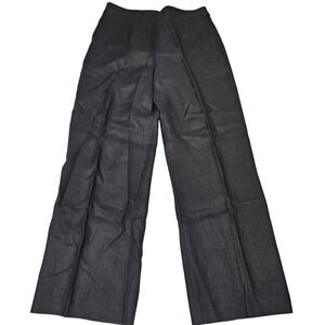 Talbots Hi-Rise Wide Leg Irish Linen Pants Women's Size 12 Lined Black NWT